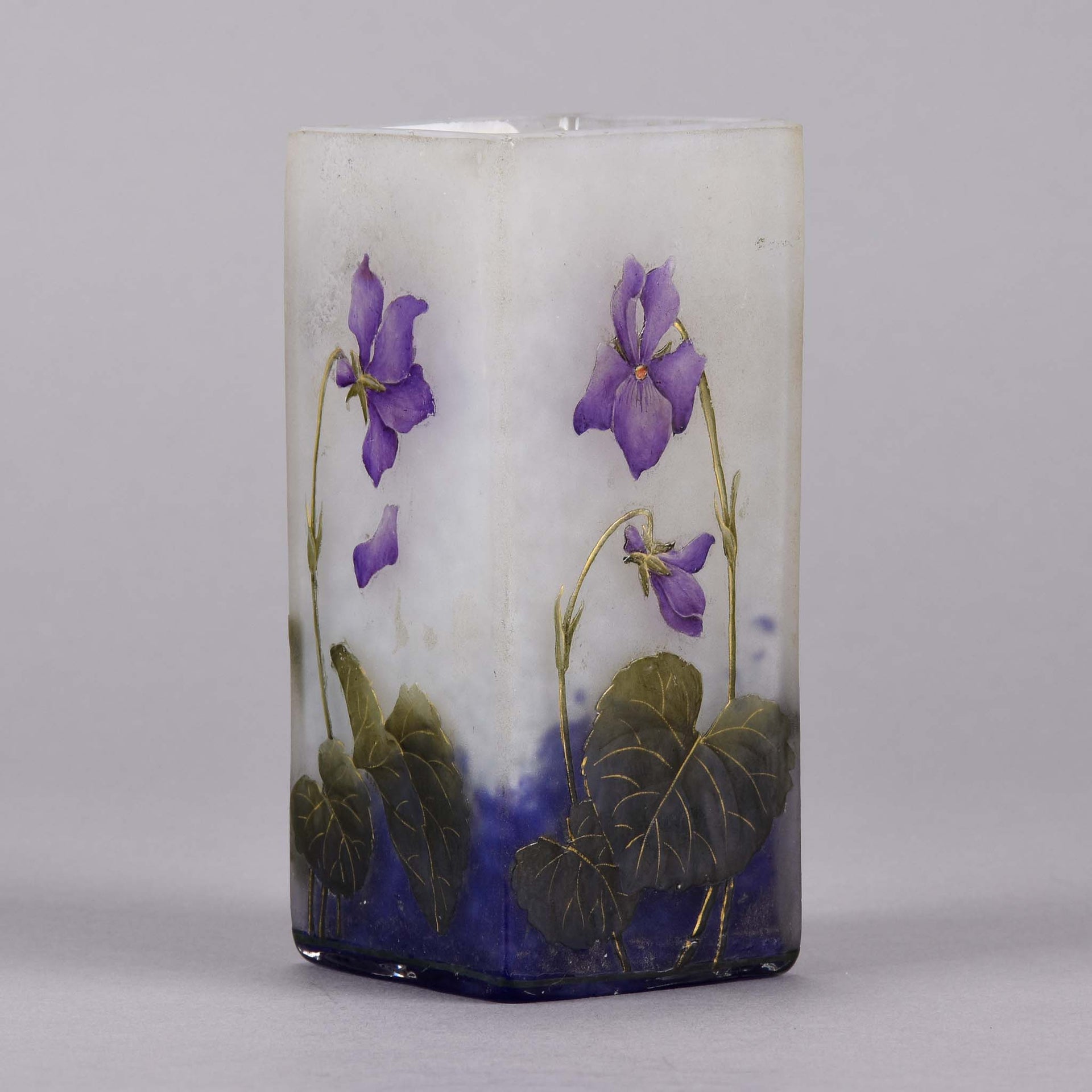 Daum Violettes Cameo Glass Vase