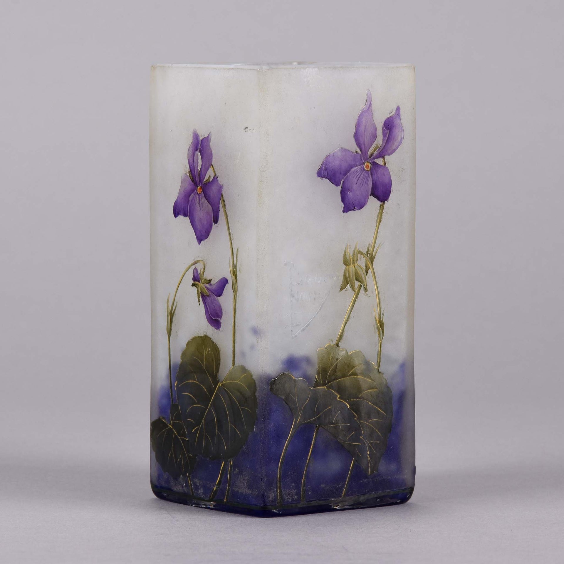 Daum Violettes Cameo Glass Vase