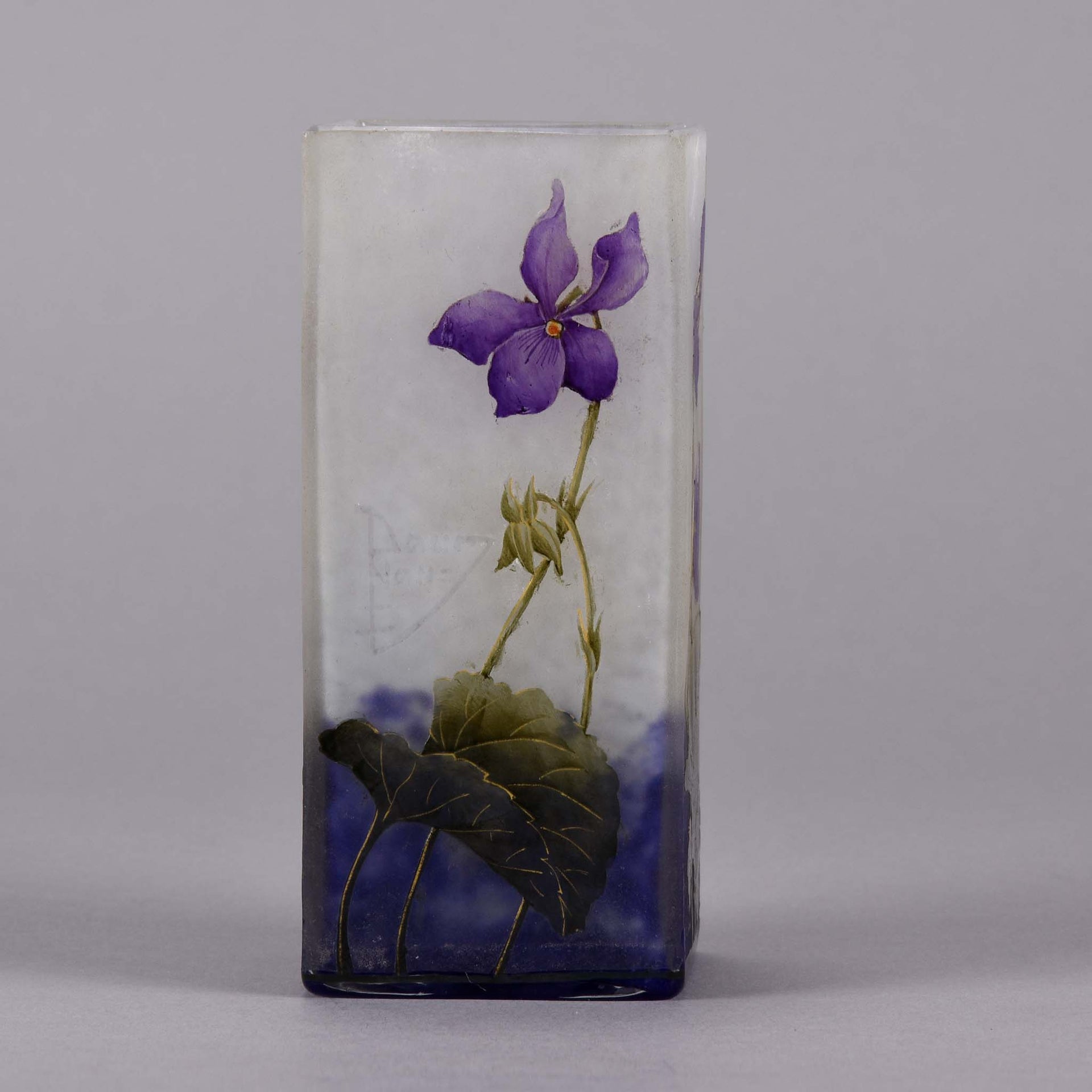 Daum Violettes Cameo Glass Vase