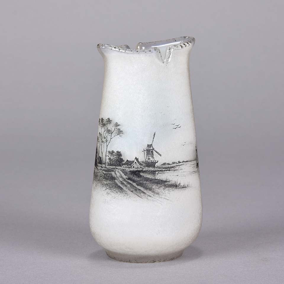 Daum Dutch Winter Vase - Art Nouveau Cameo Vase - Hickmet Fine Arts