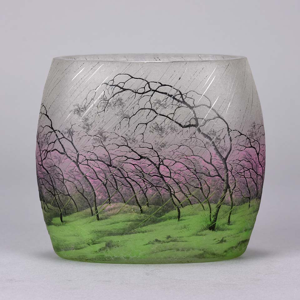 Daum Rain Vase - Art Nouveau Cameo Vase - Hickmet Fine Arts