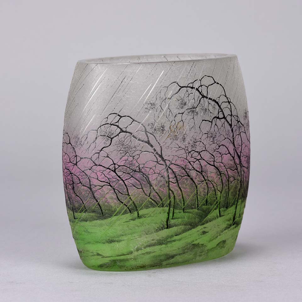 Daum Rain Vase - Art Nouveau Cameo Vase - Hickmet Fine Arts