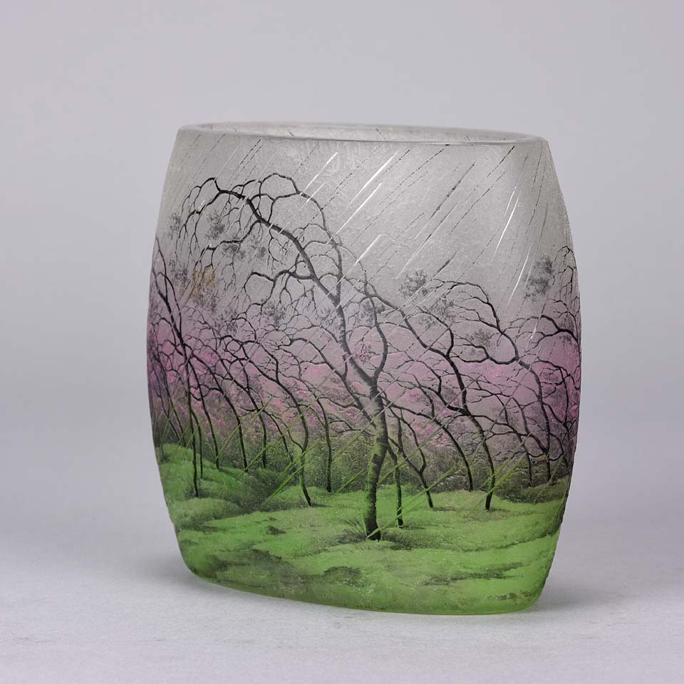 Daum Rain Vase - Art Nouveau Cameo Vase - Hickmet Fine Arts