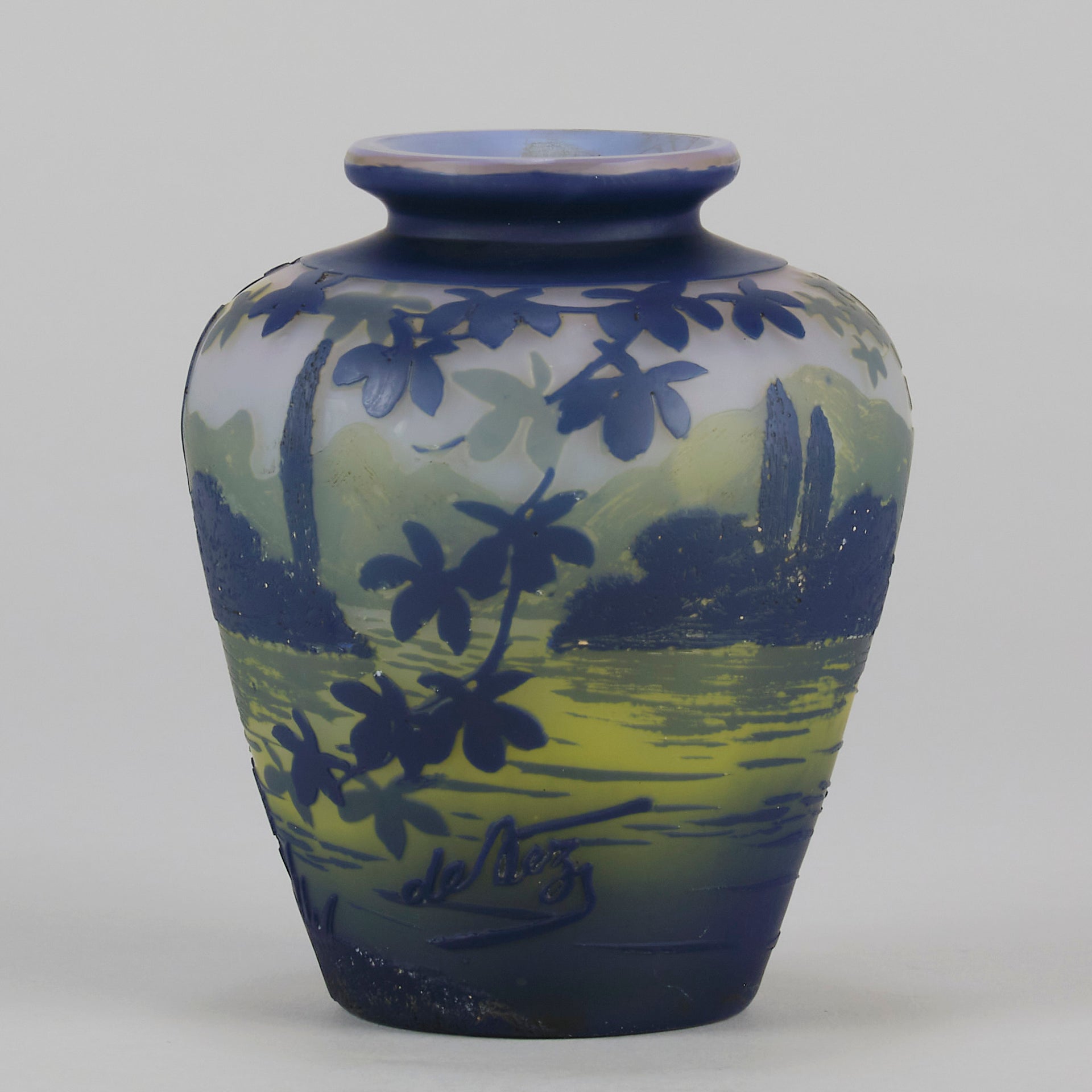 Landscape Vase - De Vez Cameo Glass Vase - Hickmet Fine Art
