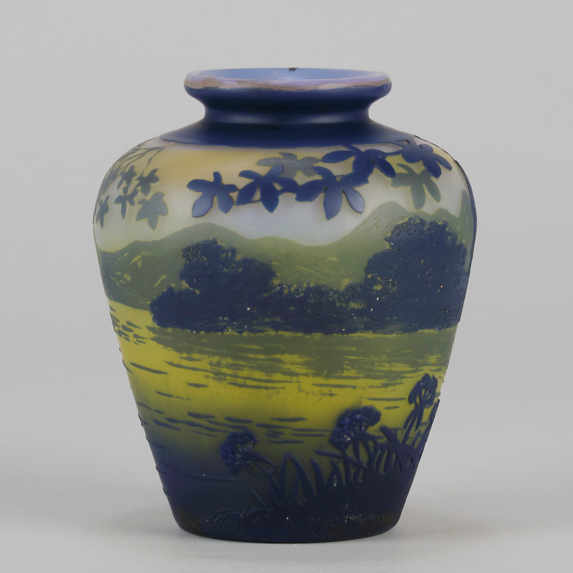 Landscape Vase - De Vez Cameo Glass Vase - Hickmet Fine Art