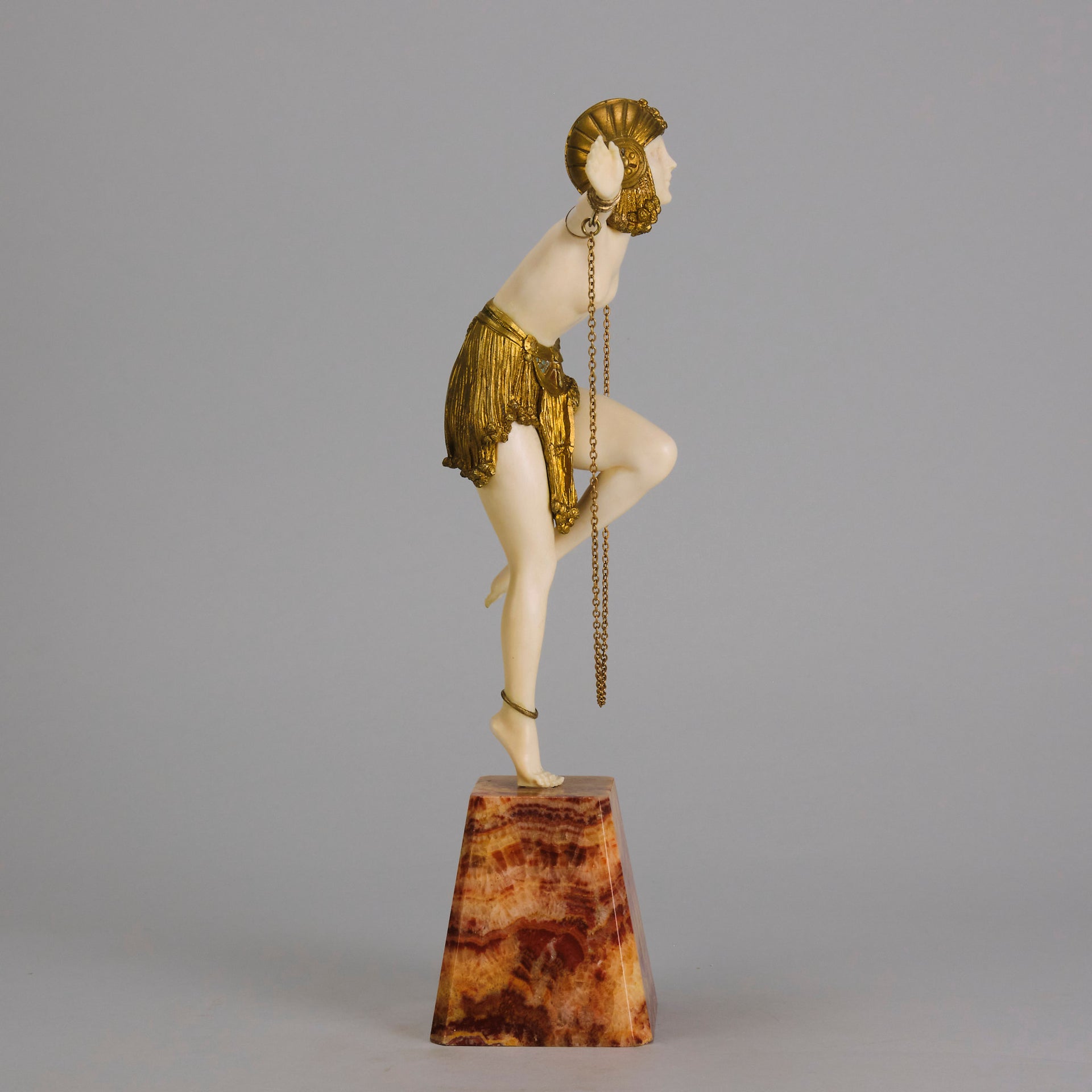 Chiparus Chain Dancer - Art Deco Bronze & Ivory - Chiparus Bronze - Hickmet Fine Arts
