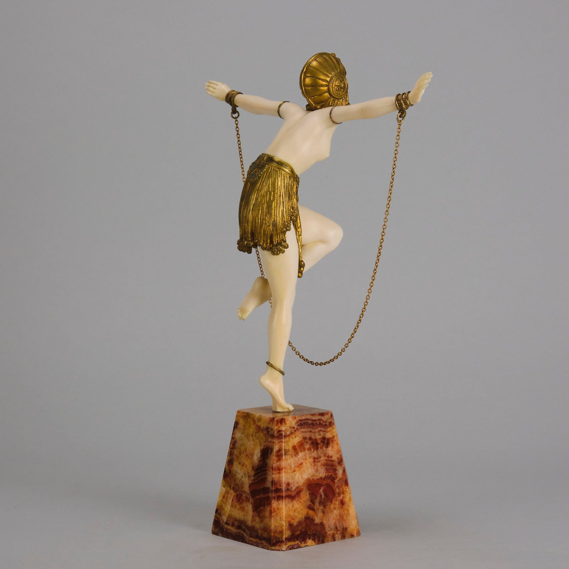 Chiparus Chain Dancer - Art Deco Bronze & Ivory - Chiparus Bronze - Hickmet Fine Arts