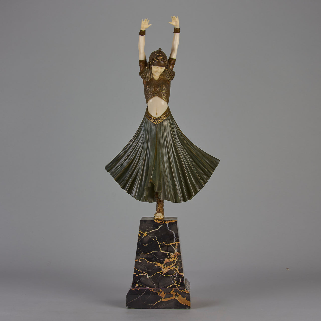 Chiparus Hindu Dancer Chryselephantine - Art Deco sculptures for sale - Deco Bronze - Chiparus Bronze - Hickmet Fine Arts