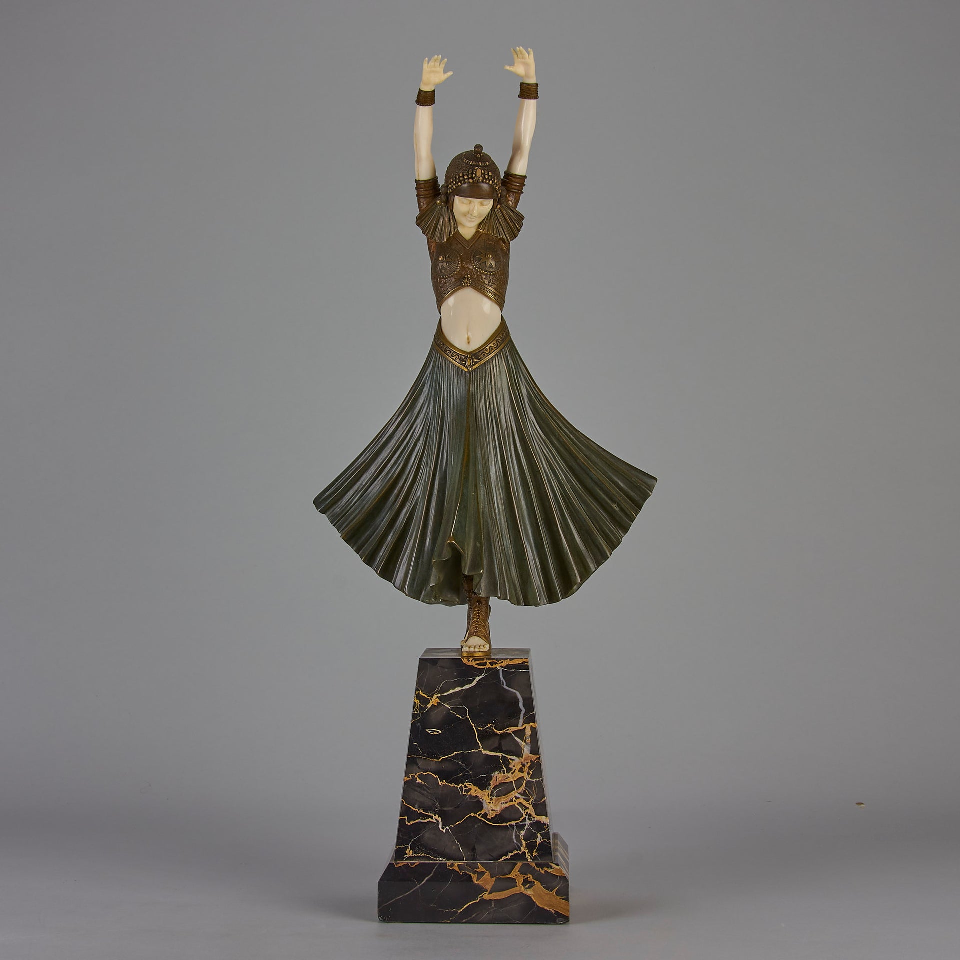 Chiparus Hindu Dancer Chryselephantine - Art Deco sculptures for sale - Deco Bronze - Chiparus Bronze - Hickmet Fine Arts