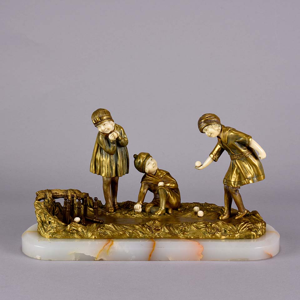 Demetre Chiparus Art Deco Sculpture - Jeu des Quilles - Chiparus Bronze - Hickmet Fine Arts