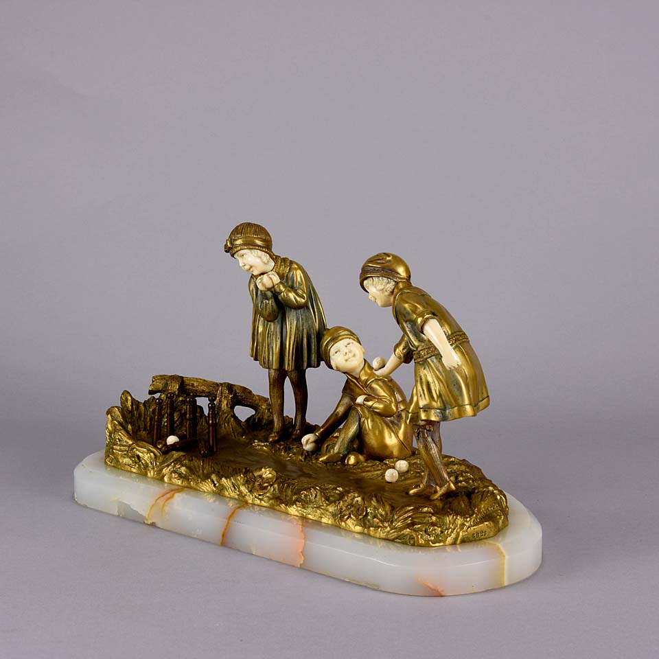 Demetre Chiparus Art Deco Sculpture - Jeu des Quilles - Chiparus Bronze - Hickmet Fine Arts