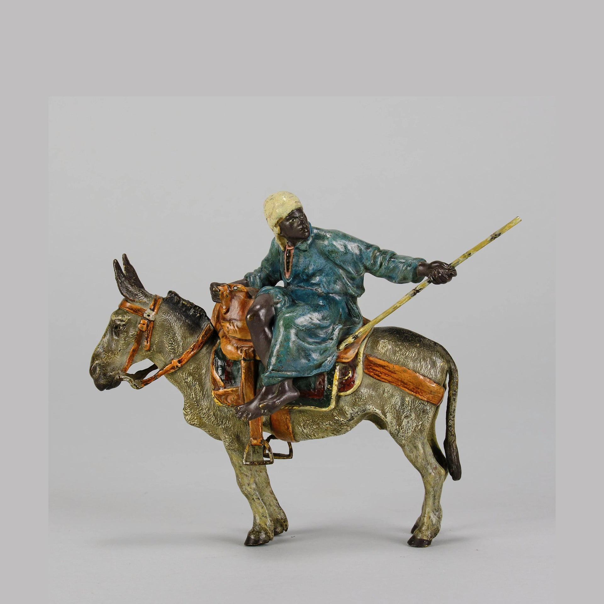 Bergman Bronze - Tradesman And Donkey - Antique bronze - bergman cold painted bronze - Hickmet Fine Arts