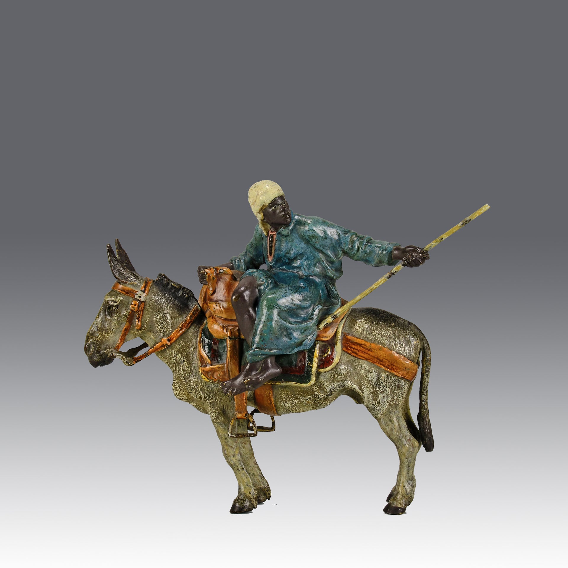 Bergman Bronze - Tradesman And Donkey - Antique bronze - bergman cold painted bronze - Hickmet Fine Arts