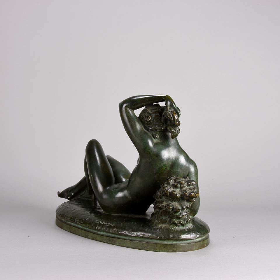 'Reclining Beauty' by E Montag - Art Deco Bronze - Hickmet Fine Arts
