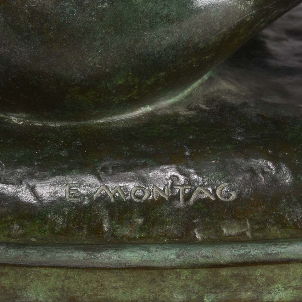 'Reclining Beauty' by E Montag - Art Deco Bronze - Hickmet Fine Arts