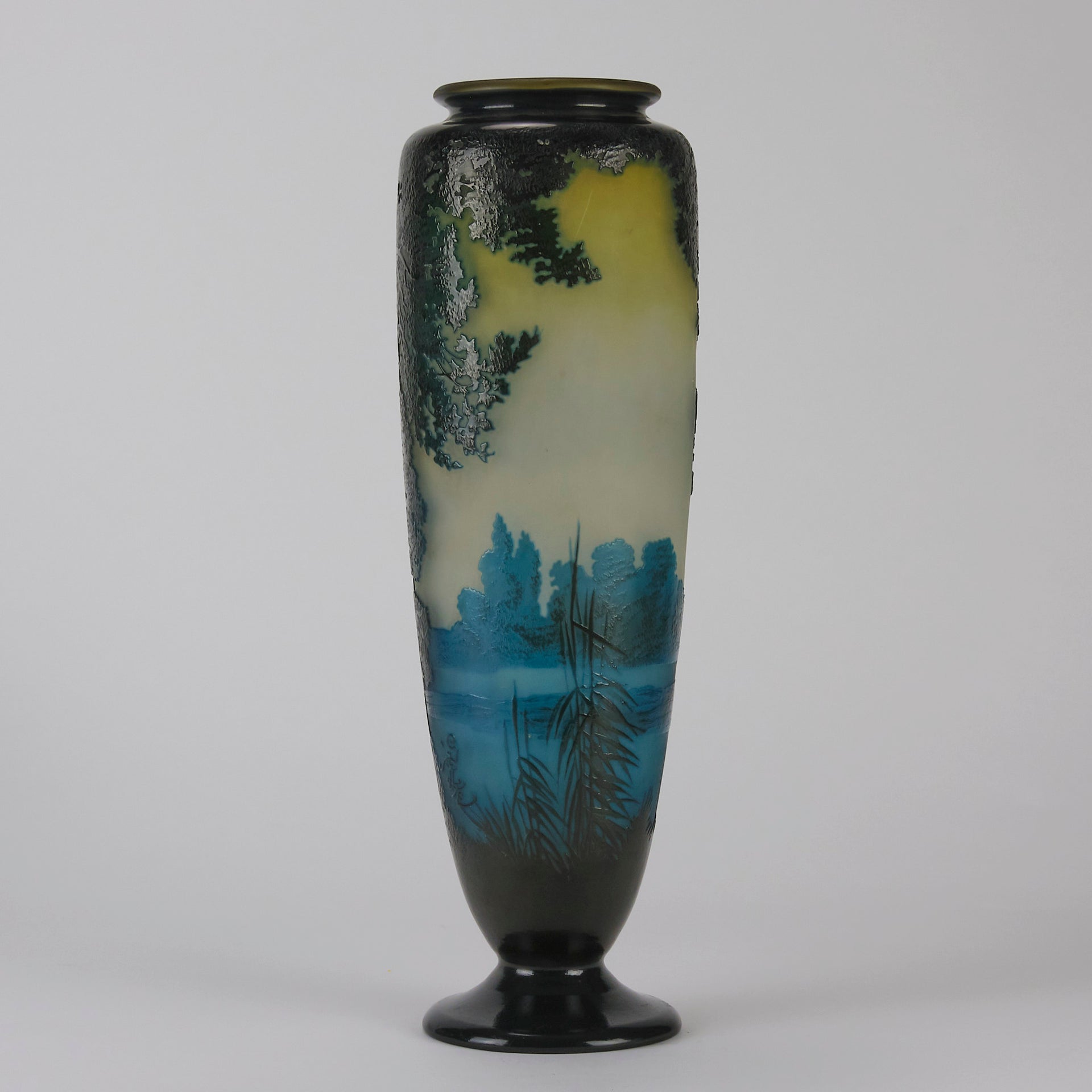 "Deep Blue Landscape Vase" by Emile Gallé - Hickmet Fine Arts