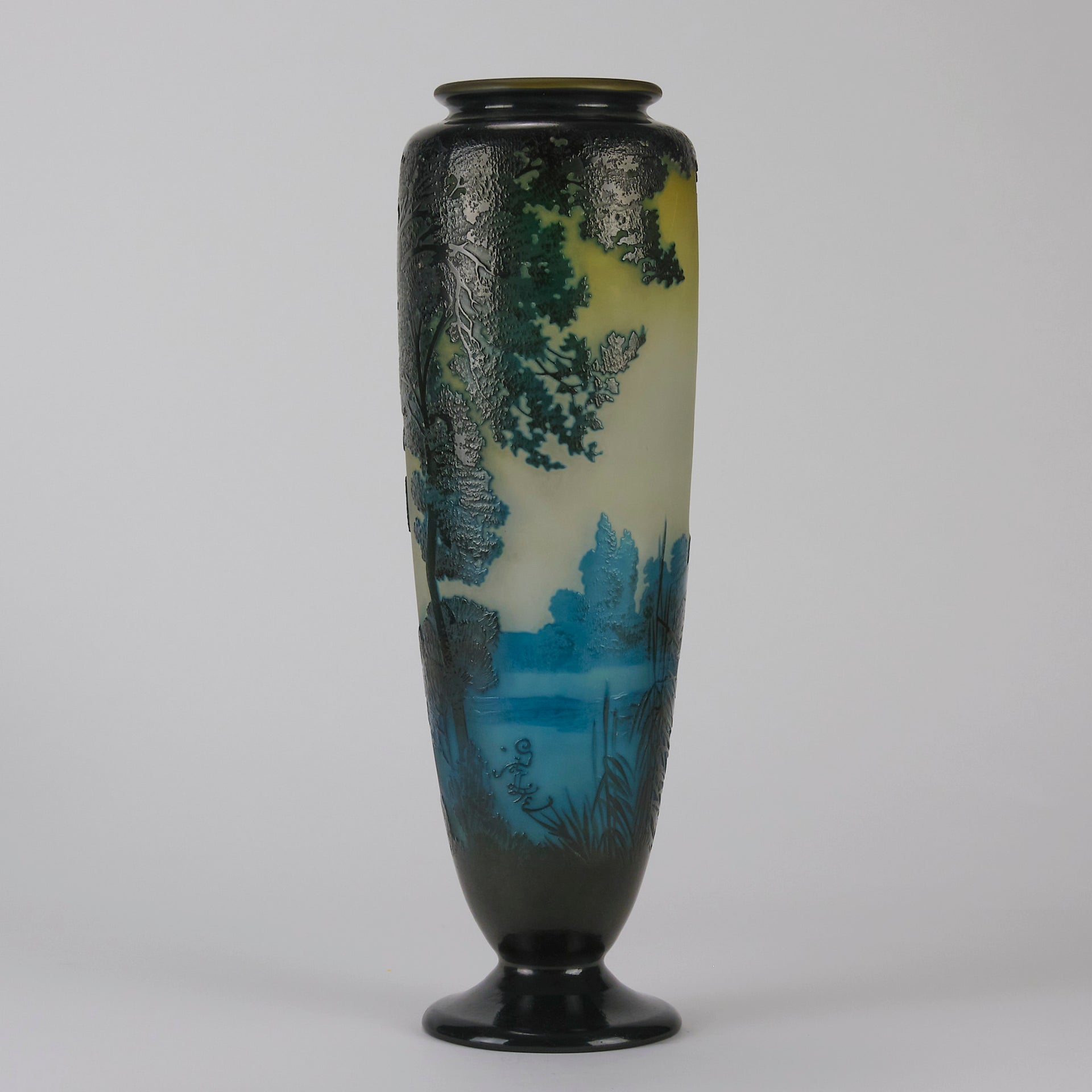"Deep Blue Landscape Vase" by Emile Gallé - Hickmet Fine Arts