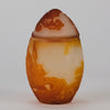 Easter  Egg Vase with Bunny by Émile Gallé. A beautiful and very rare early 20th Century cameo glass lidded egg shaped vase acid cut and etched with an Easter bunny sitting on a nest of eggs under the boughs of some trees in deep orange on a cream/ivory field