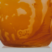 Easter  Egg Vase with Bunny by Émile Gallé. A beautiful and very rare early 20th Century cameo glass lidded egg shaped vase acid cut and etched with an Easter bunny sitting on a nest of eggs under the boughs of some trees in deep orange on a cream/ivory field