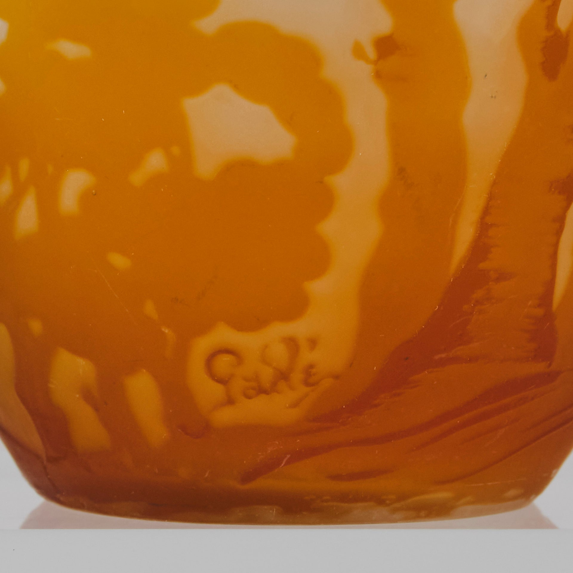 Easter  Egg Vase with Bunny by Émile Gallé. A beautiful and very rare early 20th Century cameo glass lidded egg shaped vase acid cut and etched with an Easter bunny sitting on a nest of eggs under the boughs of some trees in deep orange on a cream/ivory field