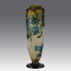 Art Nouveau Glass Vase Fruiting Sloe Berries by Emile Gallé An early 20th Century cameo glass vase acid cut and etched with a fruiting tree branch blooming with electric blue sloe berries against a pale cream/yellow background