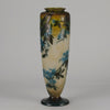 Art Nouveau Glass Vase Fruiting Sloe Berries by Emile Gallé An early 20th Century cameo glass vase acid cut and etched with a fruiting tree branch blooming with electric blue sloe berries against a pale cream/yellow background