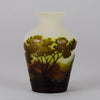 Green Landscape Vase by Emile Gallé An excellent late 19th Century cameo glass vase decorated with a deep green and burgundy landscape against a white field with fabulous detail and colour