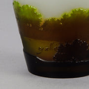 Green Landscape Vase by Emile Gallé An excellent late 19th Century cameo glass vase decorated with a deep green and burgundy landscape against a white field with fabulous detail and colour