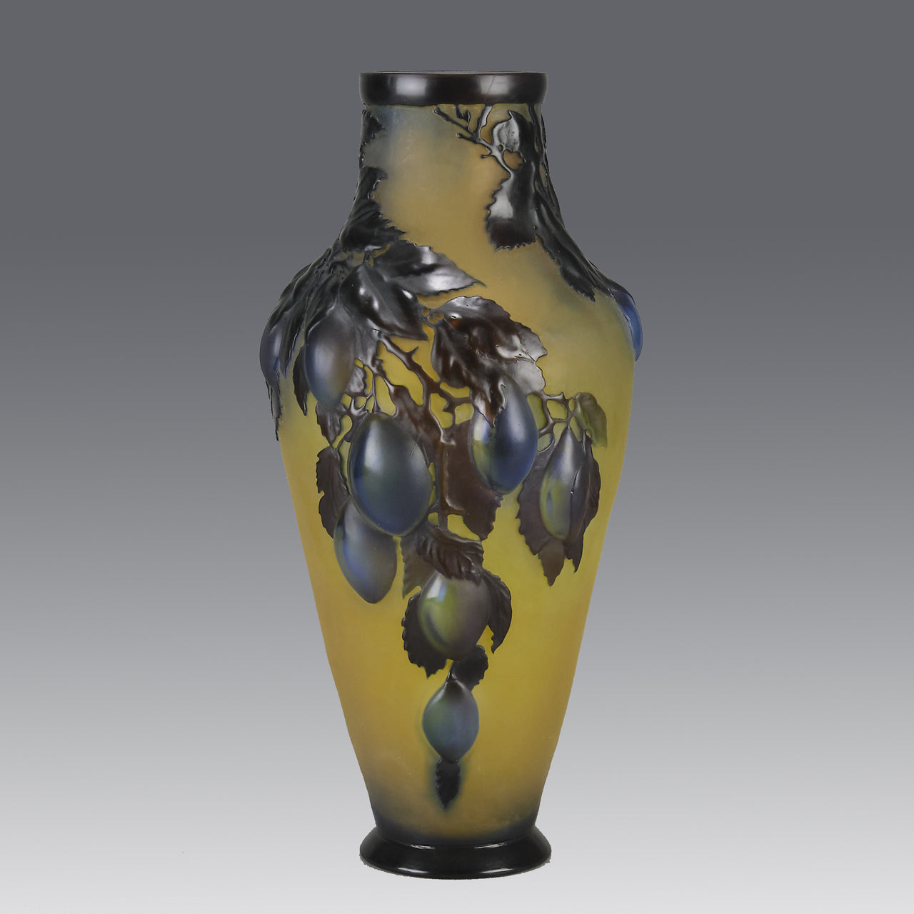Galle Vase - Plum Souffle Vase - Emile Galle - Art Nouveau Glass Vase - Hickmet Fine Arts