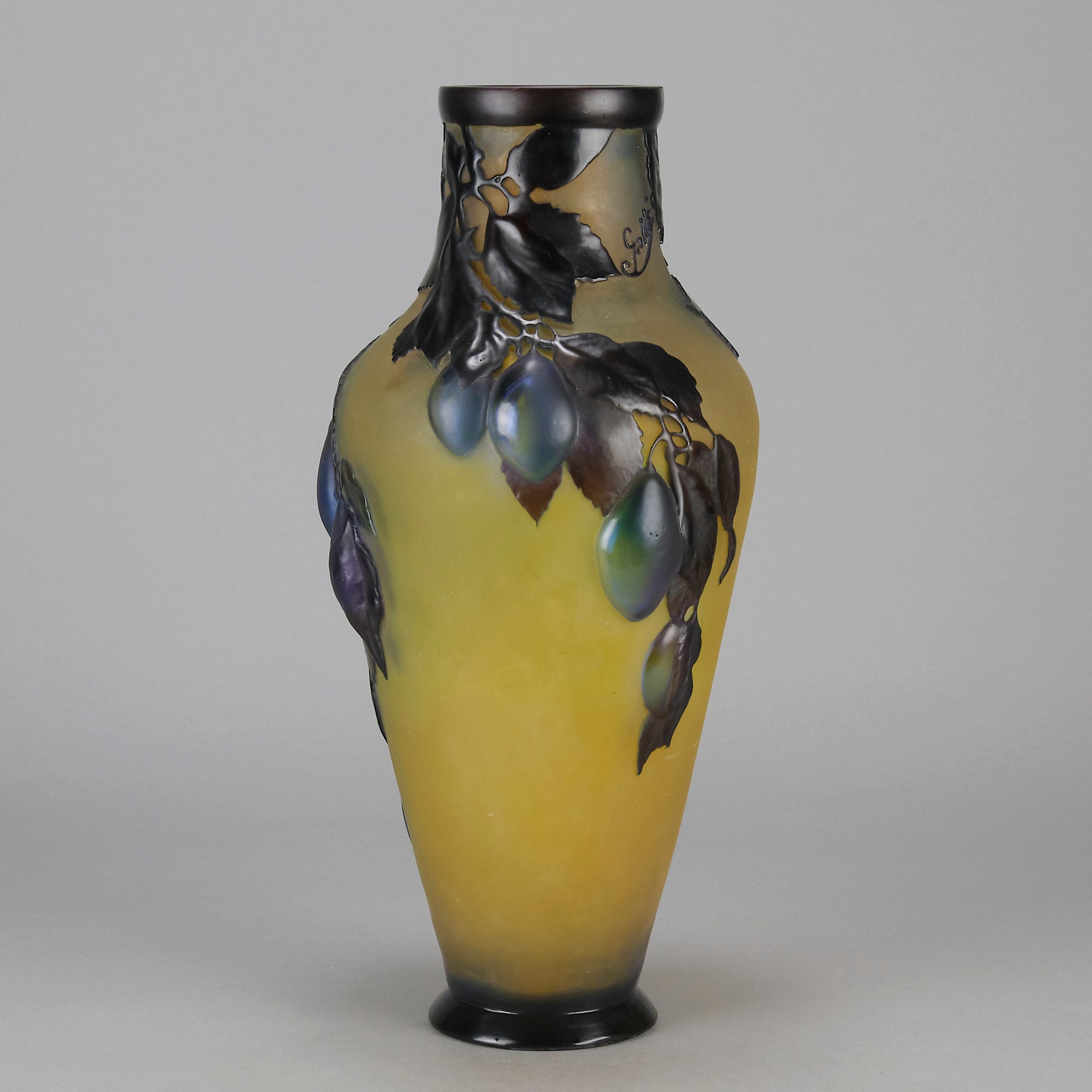 Galle Vase - Plum Souffle Vase - Emile Galle - Art Nouveau Glass Vase - Hickmet Fine Arts