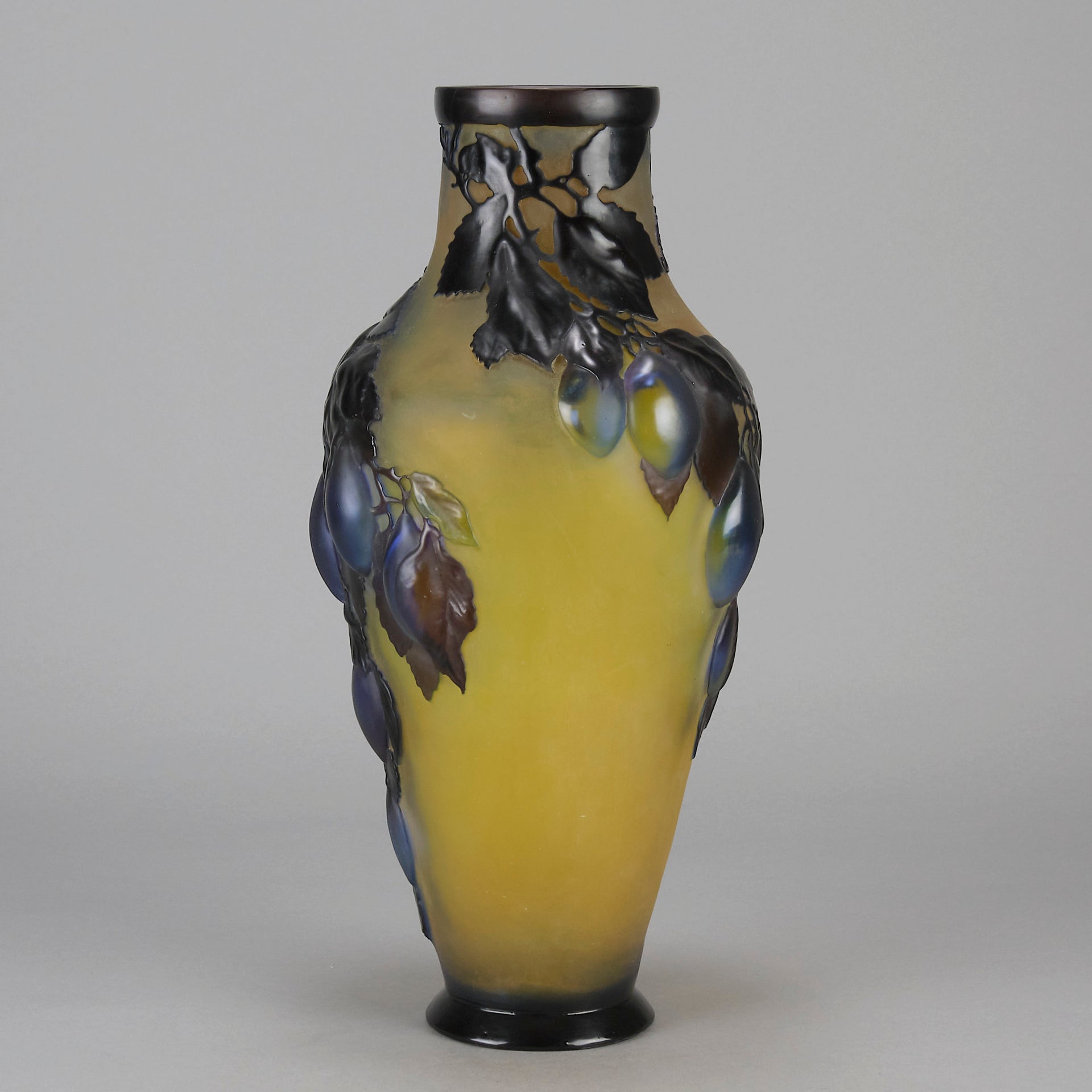 Galle Vase - Plum Souffle Vase - Emile Galle - Art Nouveau Glass Vase - Hickmet Fine Arts