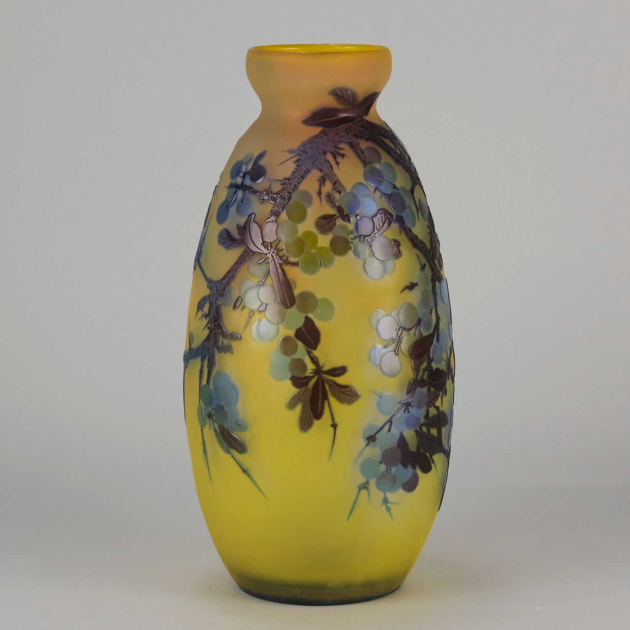 Emile Galle - Art Nouveau Glass - Galle vase - Prunus Spinosa - art nouveau glass vase – Hickmet Fine Arts