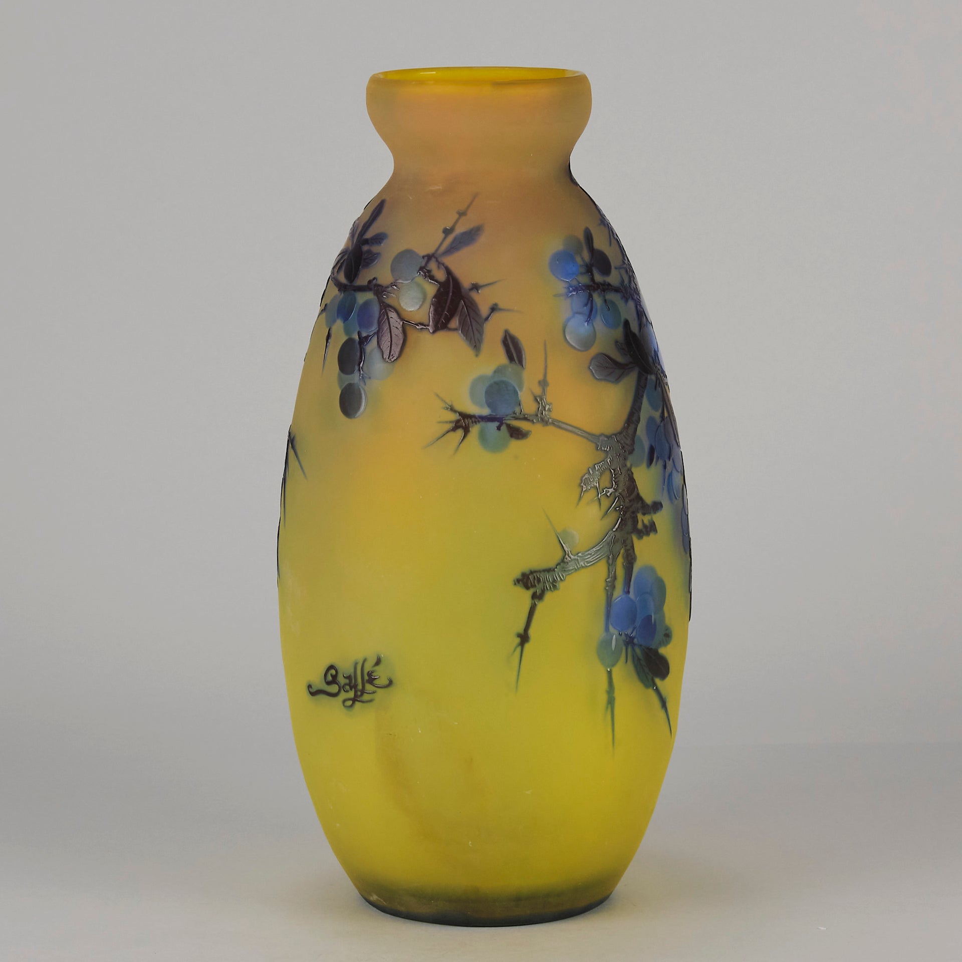 Emile Galle - Art Nouveau Glass - Galle vase - Prunus Spinosa - art nouveau glass vase – Hickmet Fine Arts