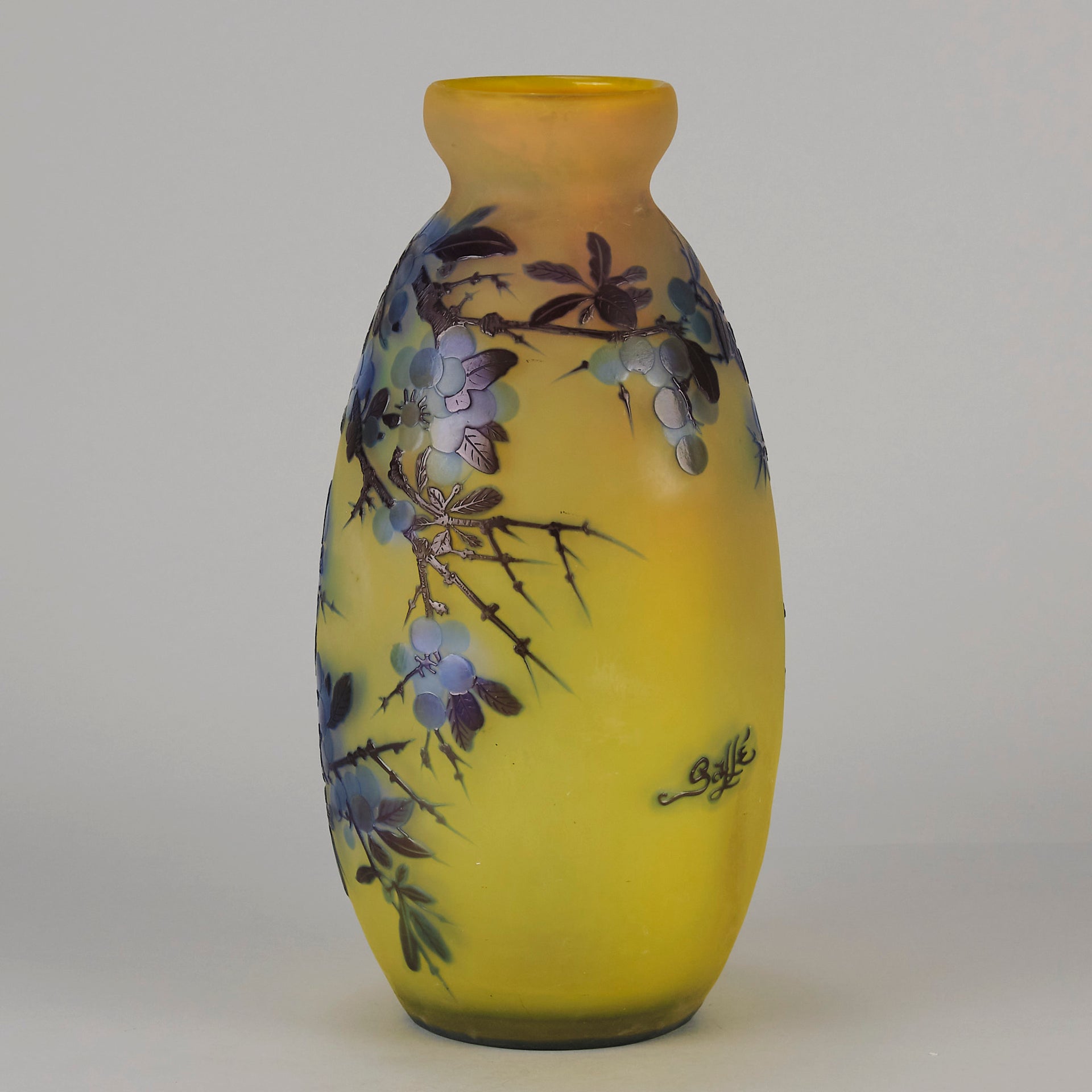Emile Galle - Art Nouveau Glass - Galle vase - Prunus Spinosa - art nouveau glass vase – Hickmet Fine Arts