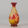 Art Nouveau Glass Vase Red Floral Cabinet Vase by Émile Gallé A beautiful early 20th Century cameo glass vase acid cut and etched with a bright red floral decoration against a warm orange background