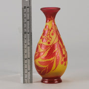 Art Nouveau Glass Vase Red Floral Cabinet Vase by Émile Gallé A beautiful early 20th Century cameo glass vase acid cut and etched with a bright red floral decoration against a warm orange background