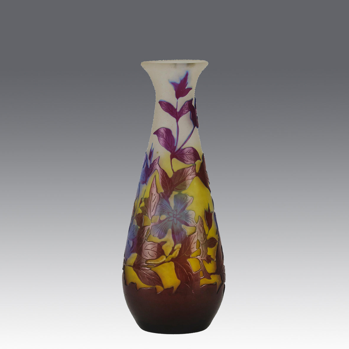 Emile Galle - Art Nouveau Glass - Galle vase - Tri-colour Floral Vase - art nouveau glass vase – Hickmet Fine Arts