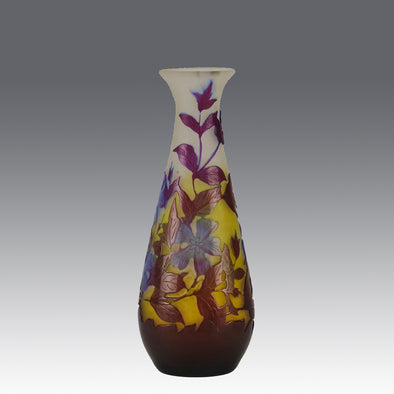 Emile Galle - Art Nouveau Glass - Galle vase - Tri-colour Floral Vase - art nouveau glass vase – Hickmet Fine Arts