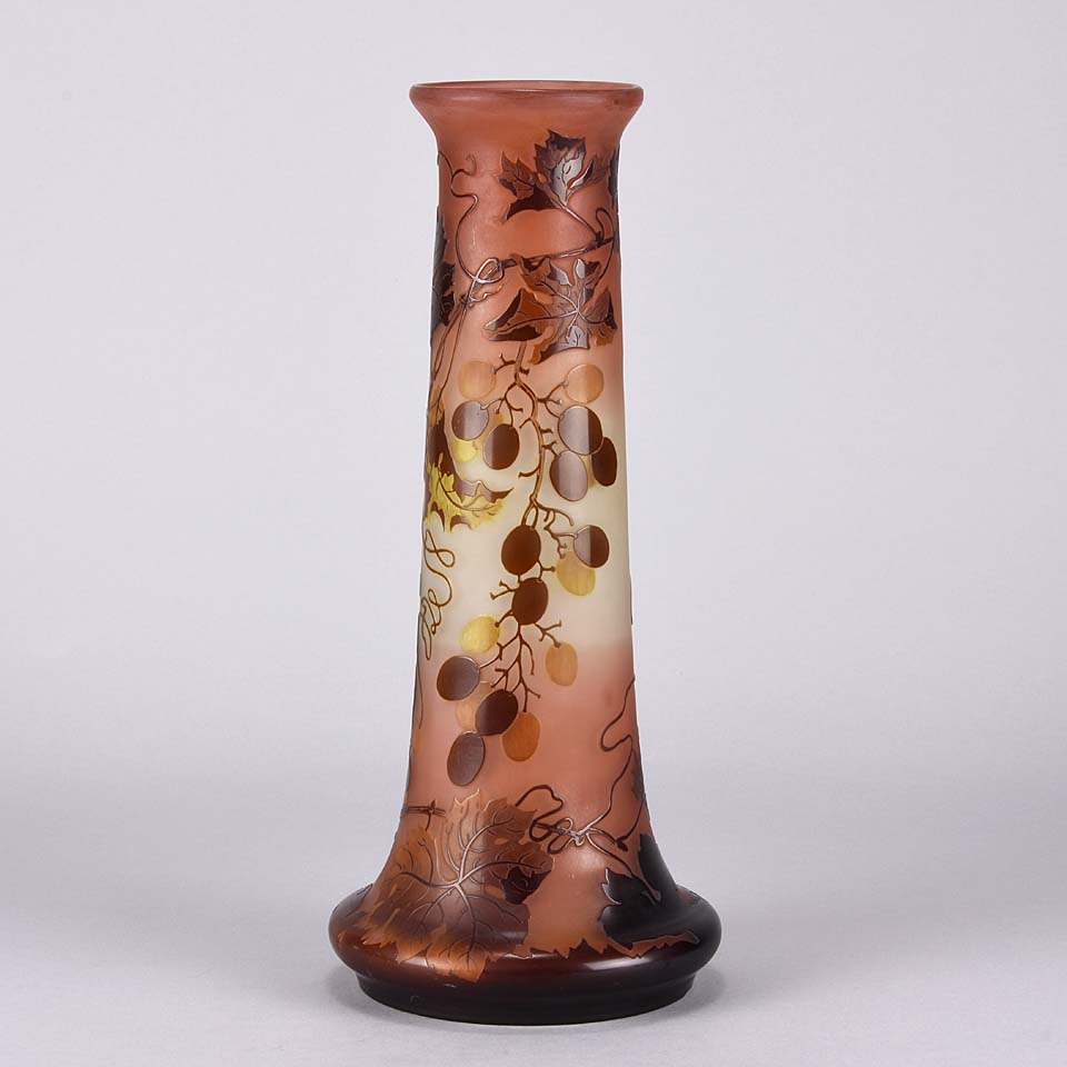 Emile Galle Vase - Art Nouveau Glass Vase -  Fruiting Vines Cameo Vase - Hickmet Fine Arts