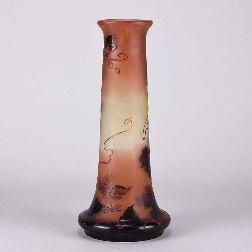 Emile Galle Vase - Art Nouveau Glass Vase -  Fruiting Vines Cameo Vase - Hickmet Fine Arts