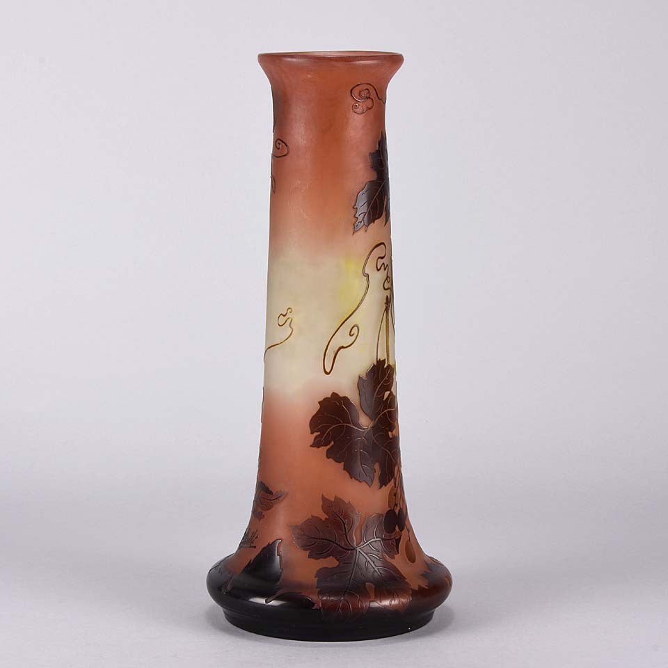 Emile Galle Vase - Art Nouveau Glass Vase -  Fruiting Vines Cameo Vase - Hickmet Fine Arts