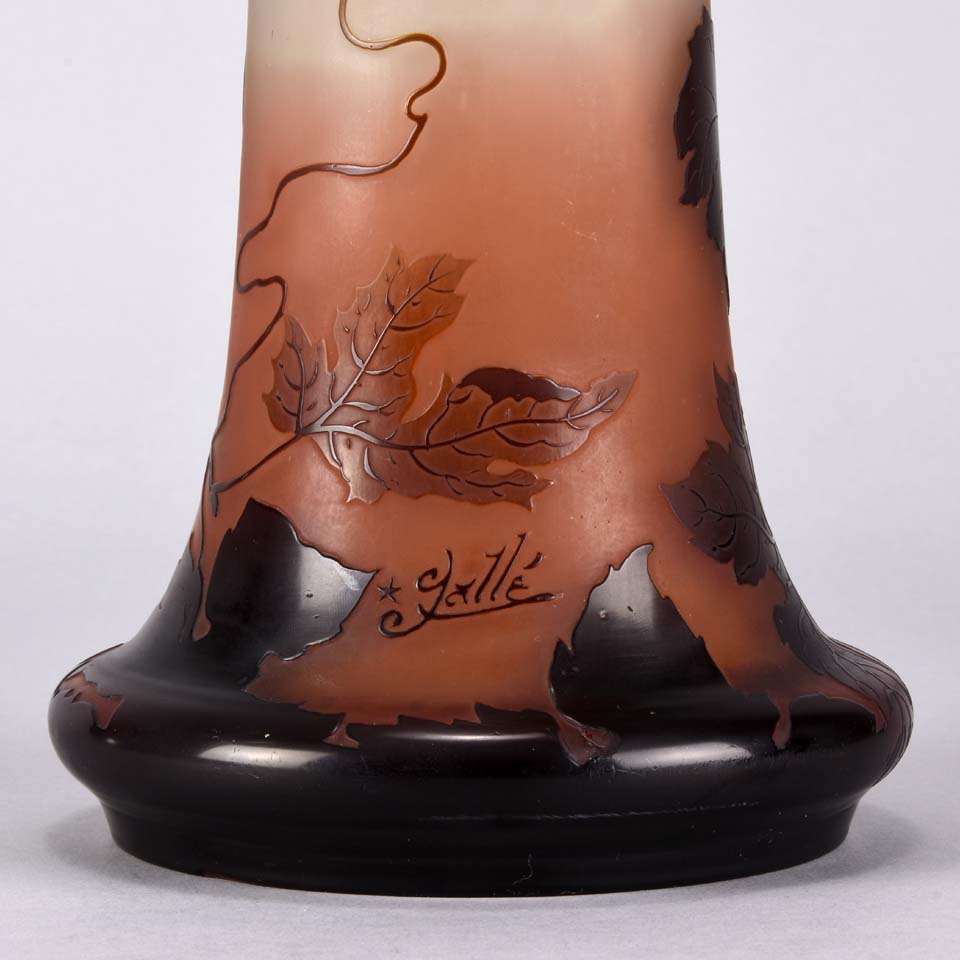 Emile Galle Vase - Art Nouveau Glass Vase -  Fruiting Vines Cameo Vase - Hickmet Fine Arts