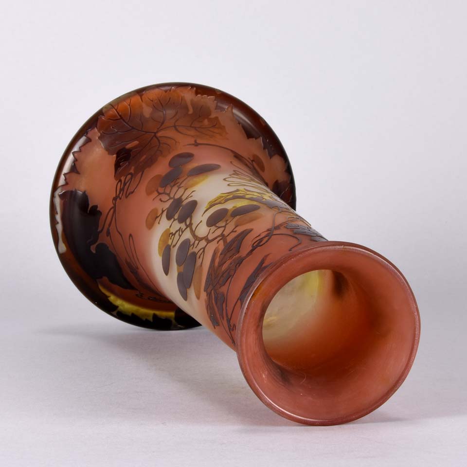 Emile Galle Vase - Art Nouveau Glass Vase -  Fruiting Vines Cameo Vase - Hickmet Fine Arts