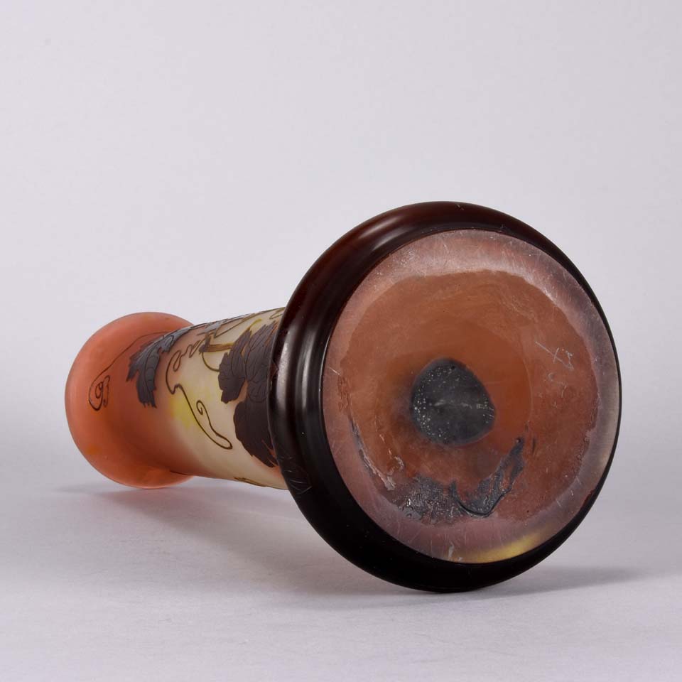 Emile Galle Vase - Art Nouveau Glass Vase -  Fruiting Vines Cameo Vase - Hickmet Fine Arts