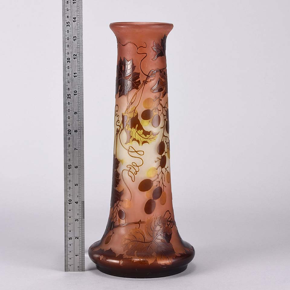Emile Galle Vase - Art Nouveau Glass Vase -  Fruiting Vines Cameo Vase - Hickmet Fine Arts