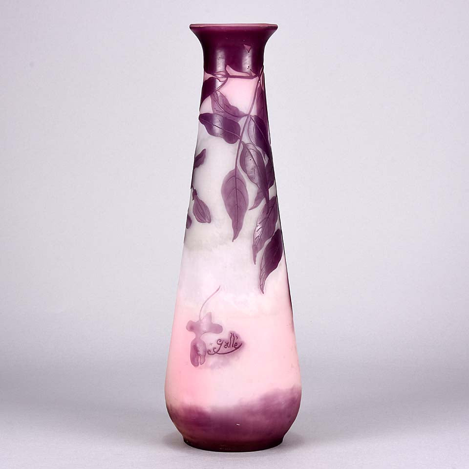 Art Nouveau glass Emile Galle Flower Vase - Hickmet Fine Arts