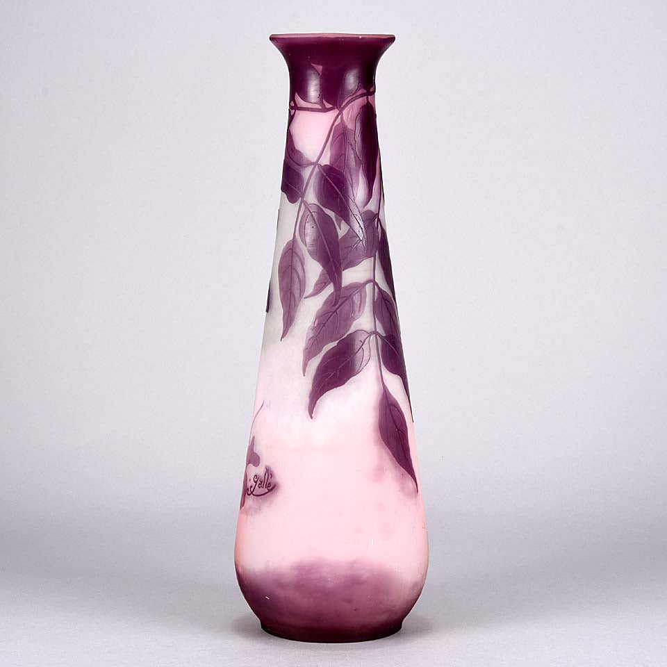 Art Nouveau glass Emile Galle Flower Vase - Hickmet Fine Arts