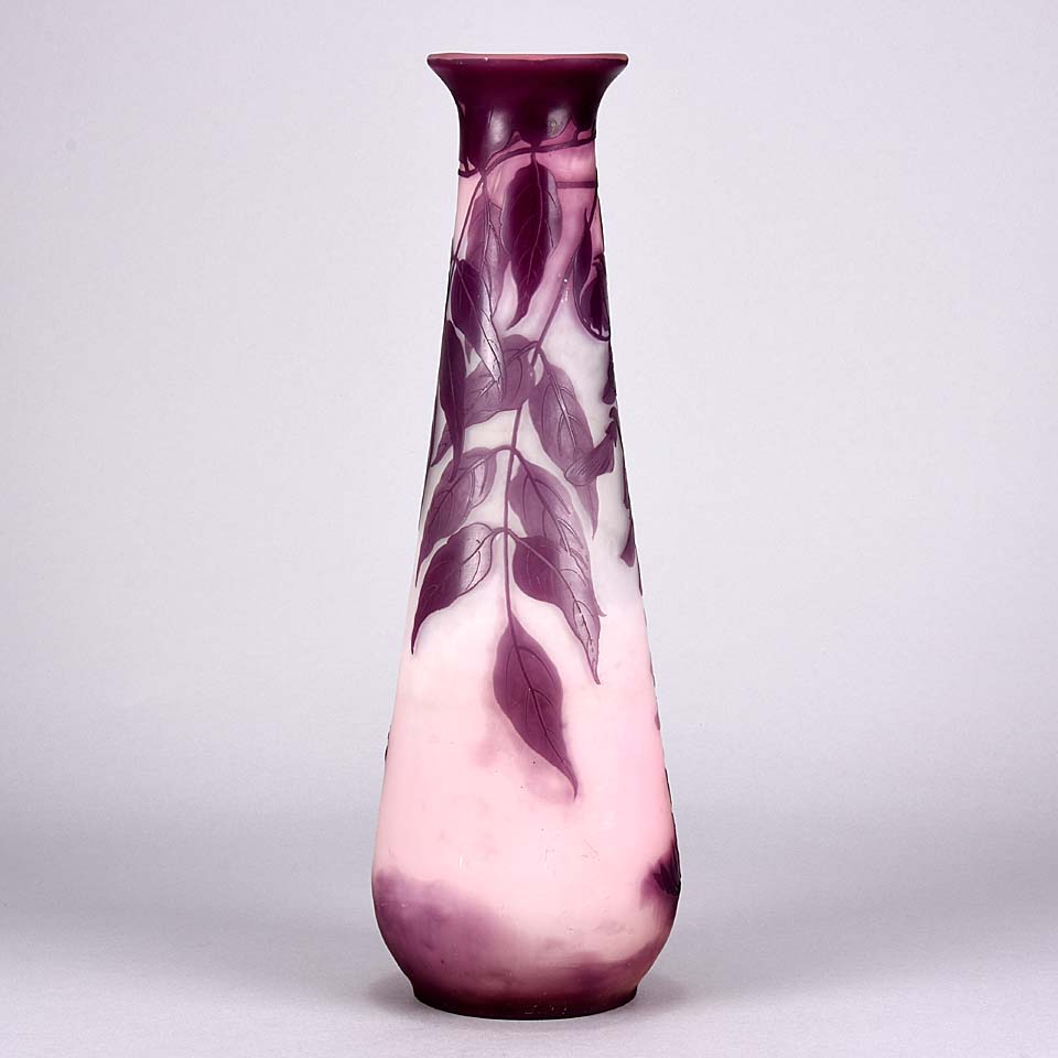 Art Nouveau glass Emile Galle Flower Vase - Hickmet Fine Arts