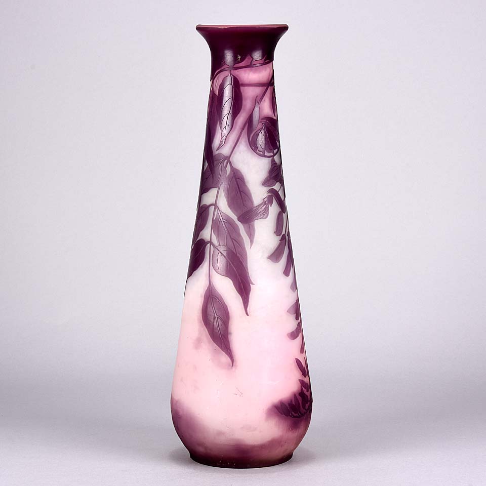 Art Nouveau glass Emile Galle Flower Vase - Hickmet Fine Arts