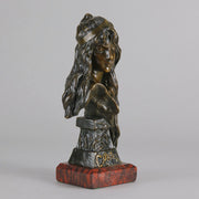 Carmella by Emmanuel Villanis a delightful Art Nouveau Bronze bust of an elegant beauty with rich brown patina and fine hand finished detail